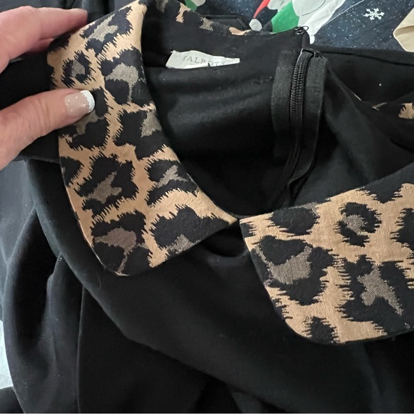 Talbots size 20 black dress with animal print trim - Picture 14 of 15